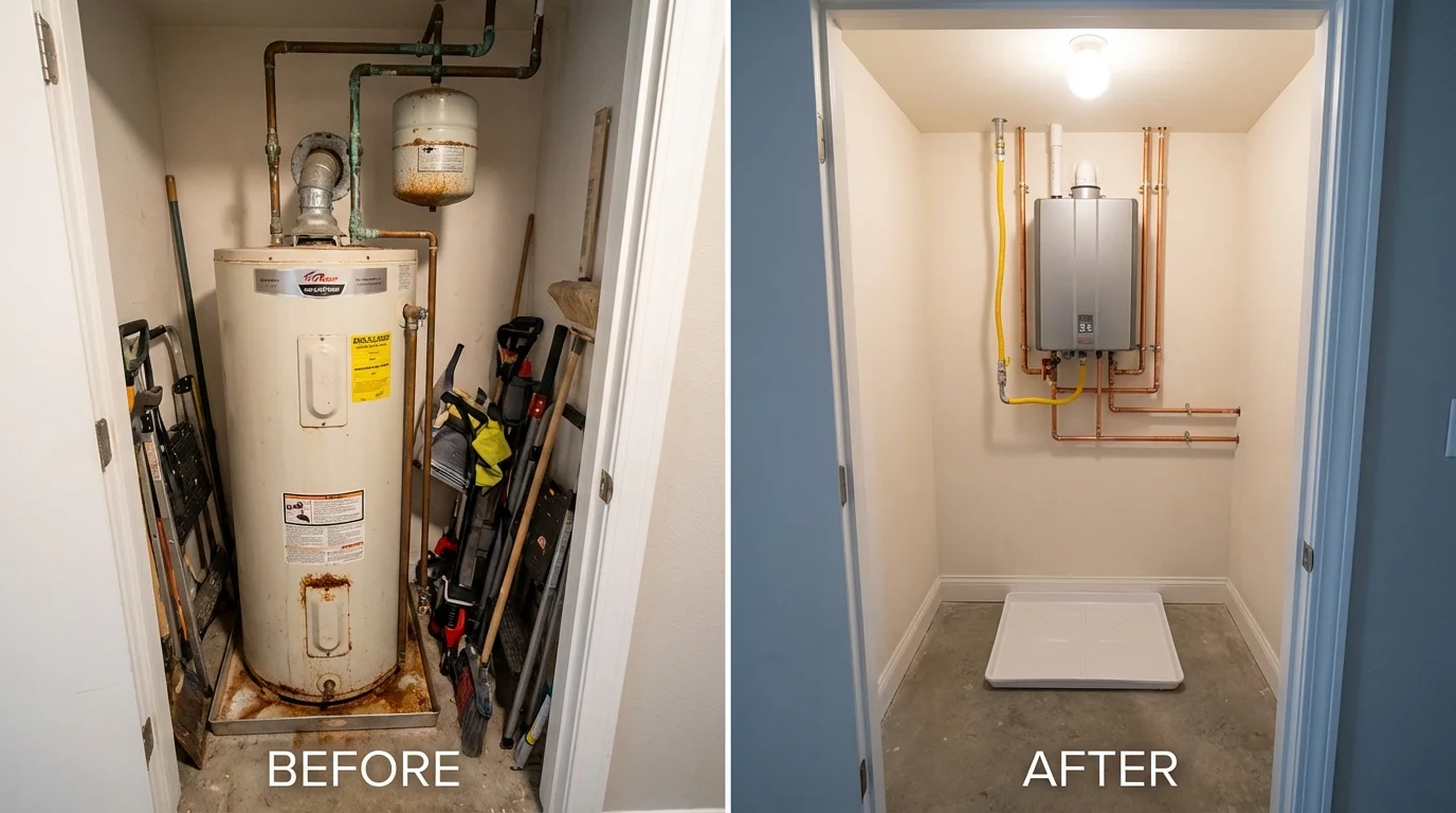 Tank water heater versus wall-mounted tankless unit comparison for Findlay, OH homeowners